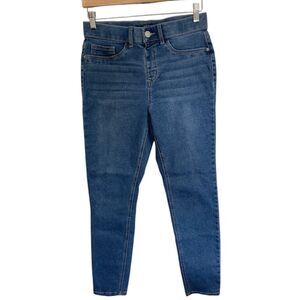 Stitch Star Cropped Jeans Stretch Mid Rise Whiskered Womens Sz M (Fit 29"x27")